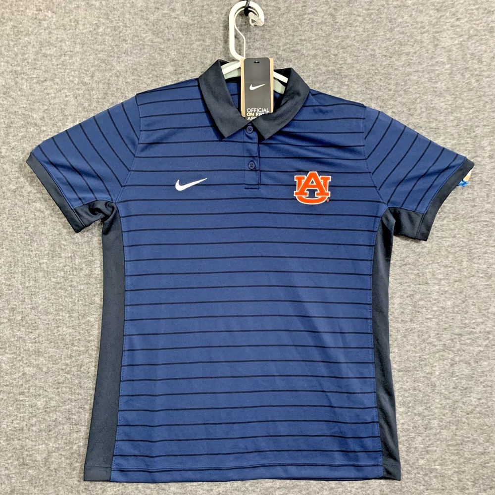 NWT Nike Auburn Tigers Polo Shirt Women's‎ Medium Navy Blue Striped SEC On Field